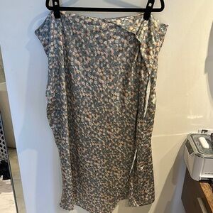 Vince Silk Floral Faux Wrap Skirt
